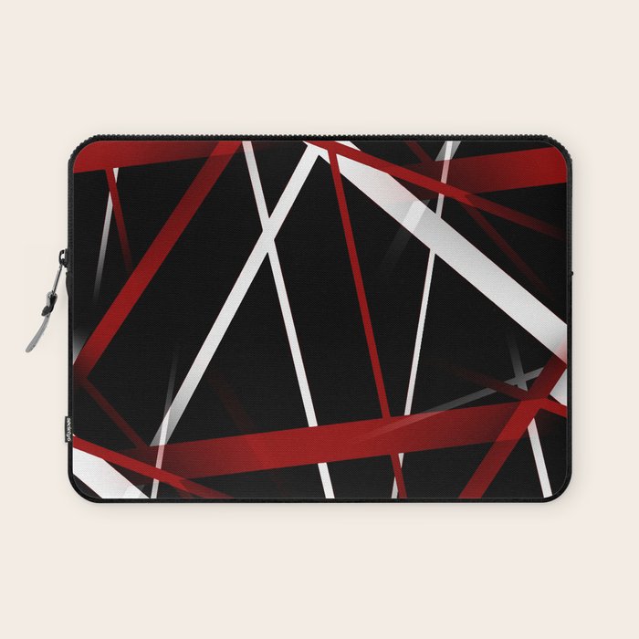 Seamless Red and White Stripes on A Black Background Laptop Sleeve Gallery Image 1