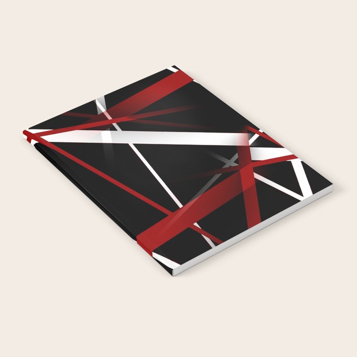 Seamless Red and White Stripes on A Black Background Notebook Gallery Image 2