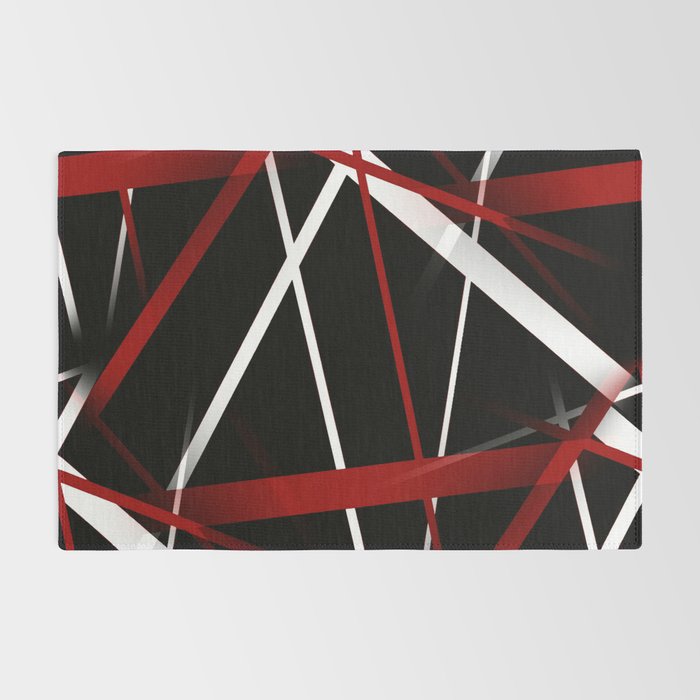 Seamless Red and White Stripes on A Black Background Rug Gallery Image 2