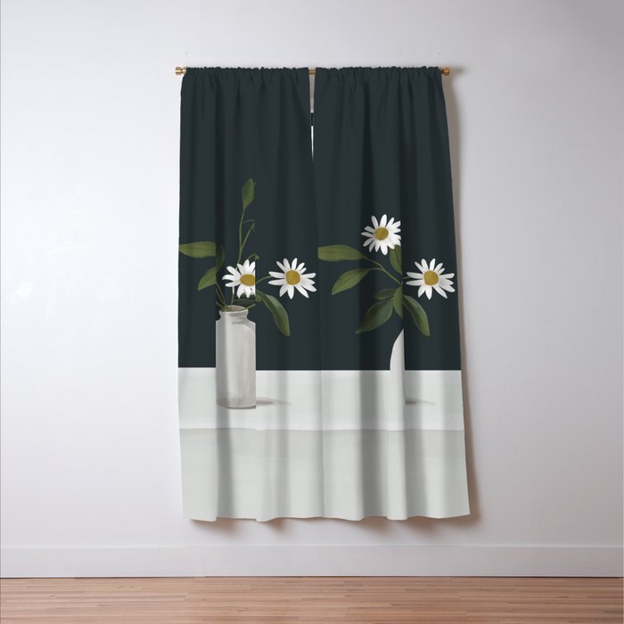 Minimalist Daisy Flowers 2 Window Curtain Gallery Image 3
