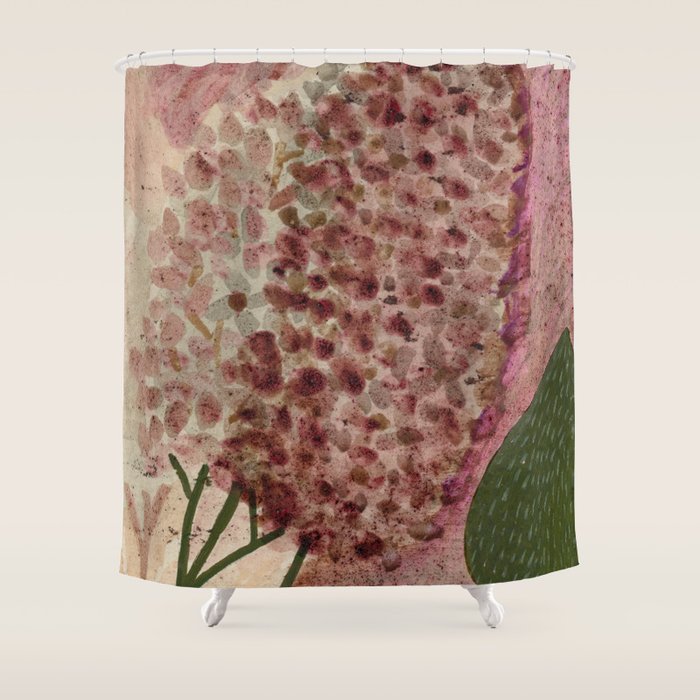 Garden Lilac Flower Painting in Purple & Peach Shower Curtain Gallery Image 1