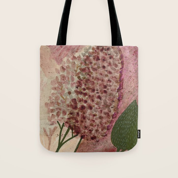Garden Lilac Flower Painting in Purple & Peach Tote Bag Gallery Image 1