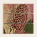 Garden Lilac Flower Painting in Purple & Peach Wood Wall Art Gallery Image 1