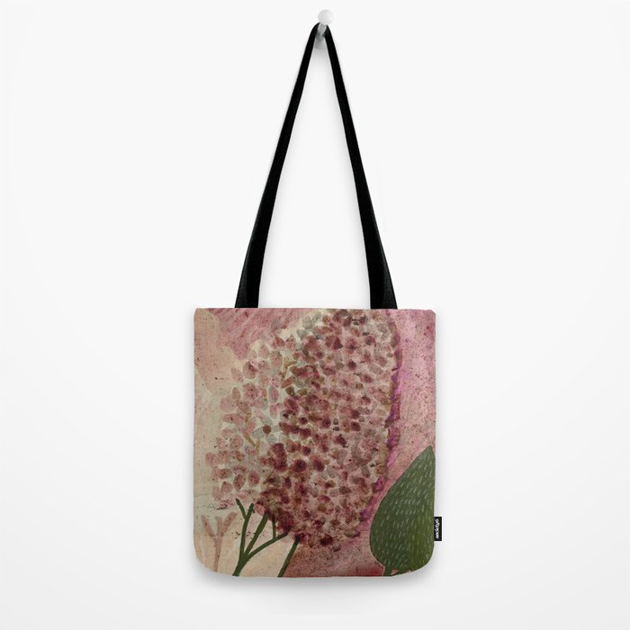 Garden Lilac Flower Painting in Purple & Peach Tote Bag Gallery Image 2