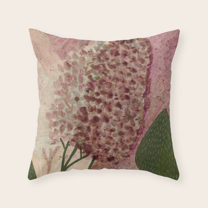 Garden Lilac Flower Painting in Purple & Peach Throw Pillow Gallery Image 6