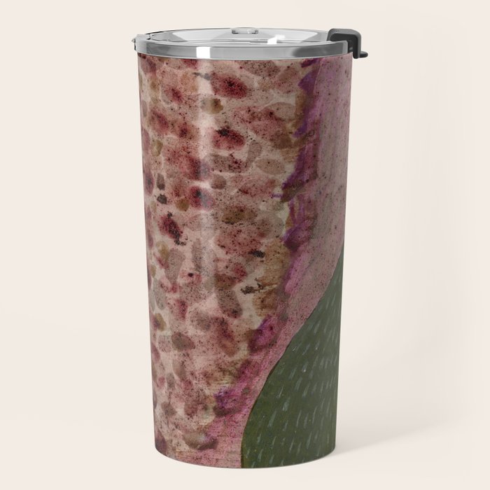 Garden Lilac Flower Painting in Purple & Peach Travel Mug Gallery Image 2