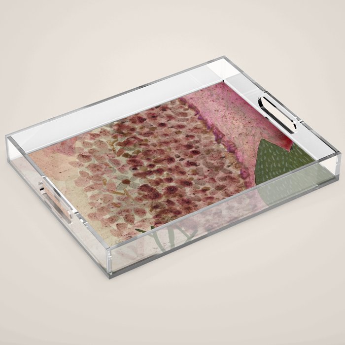 Garden Lilac Flower Painting in Purple & Peach Acrylic Tray Gallery Image 1