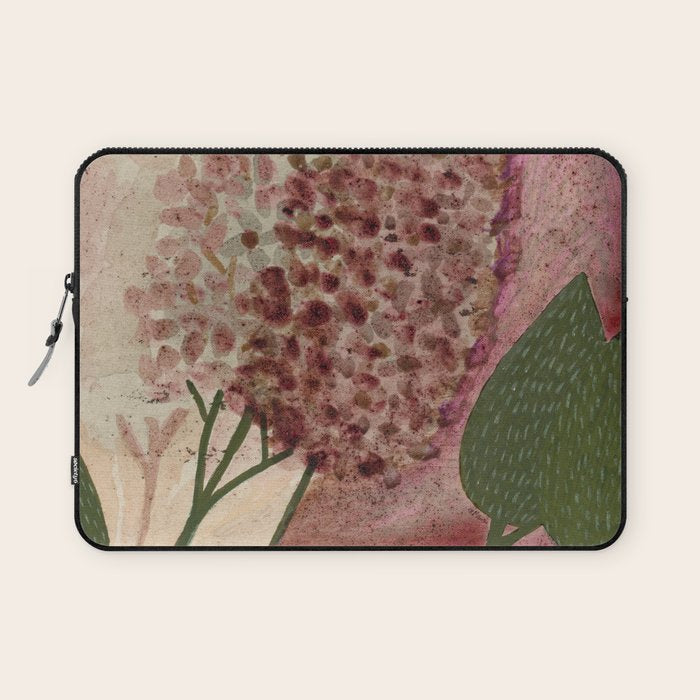 Garden Lilac Flower Painting in Purple & Peach Laptop Sleeve Gallery Image 1