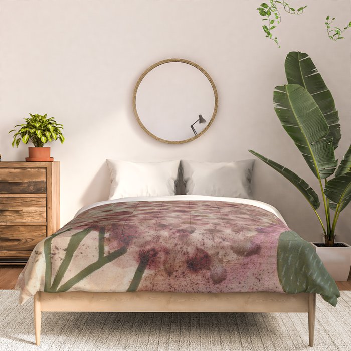 Garden Lilac Flower Painting in Purple & Peach Comforter Gallery Image 3