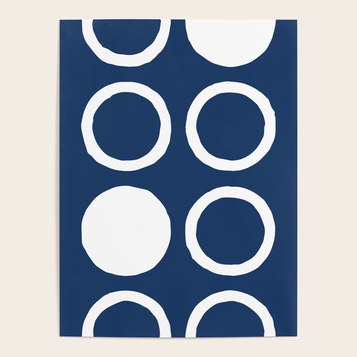 Mid Century Modern Circle and Dot Pattern 240 Navy Blue Poster Gallery Image 4