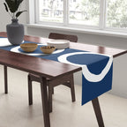 Mid Century Modern Circle and Dot Pattern 240 Navy Blue Table Runner Gallery Image 2