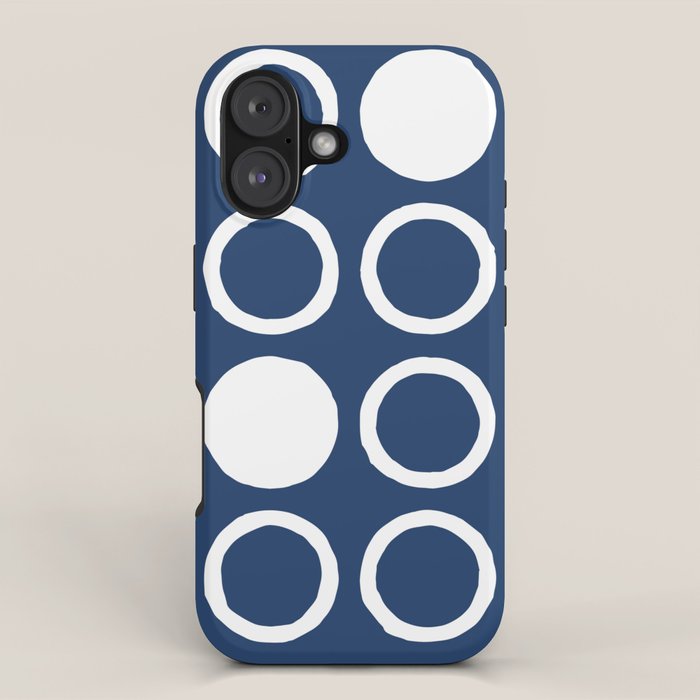 Mid Century Modern Circle and Dot Pattern 240 Navy Blue iPhone Case Gallery Image 1
