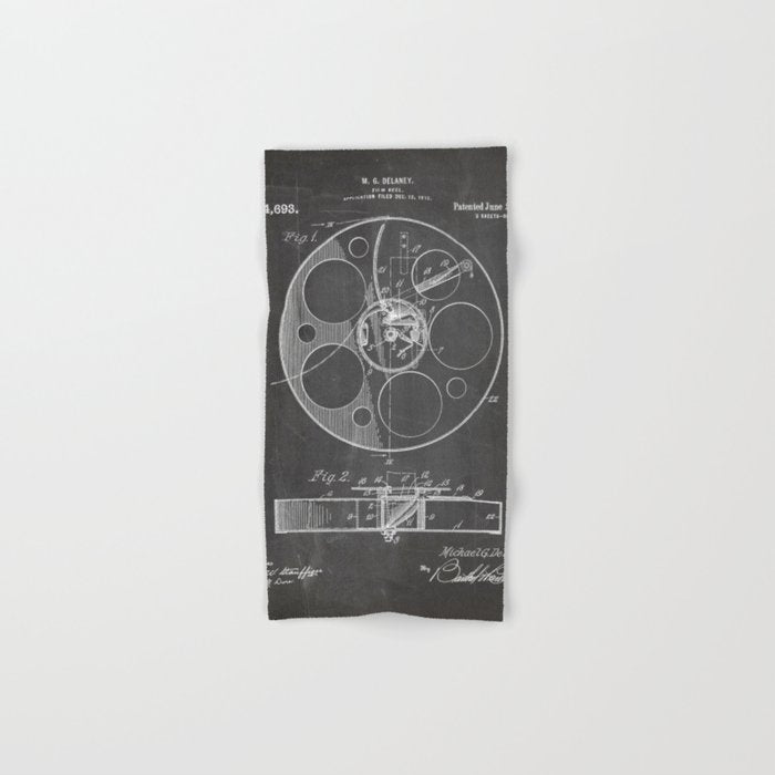 Film Reel Patent - Classic Cinema Art - Black Chalkboard Towels Gallery Image 1