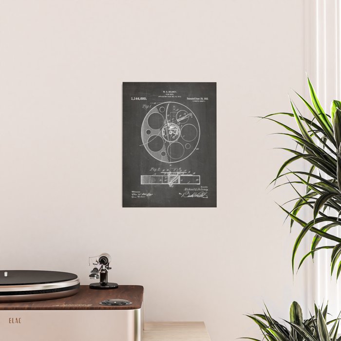 Film Reel Patent - Classic Cinema Art - Black Chalkboard Poster Gallery Image 2