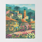 Romantic Italian Landscape Lake Como Colorful European Landscape Art Throw Blanket Gallery Image 2