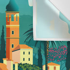 Romantic Italian Landscape Lake Como Colorful European Landscape Art Wall Tapestry Gallery Image 3