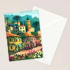 Romantic Italian Landscape Lake Como Colorful European Landscape Art Stationery Card Gallery Image 2