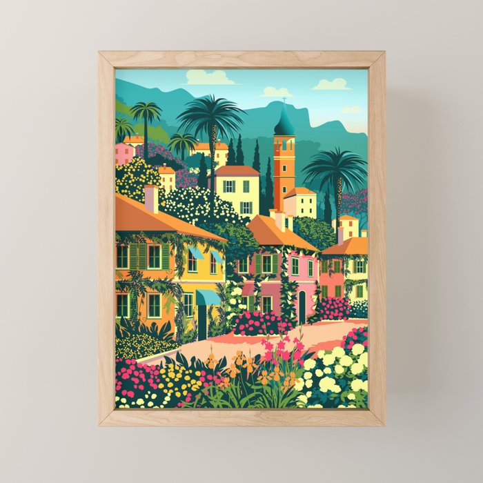 Romantic Italian Landscape Lake Como Colorful European Landscape Art Mini Art Print Gallery Image 1
