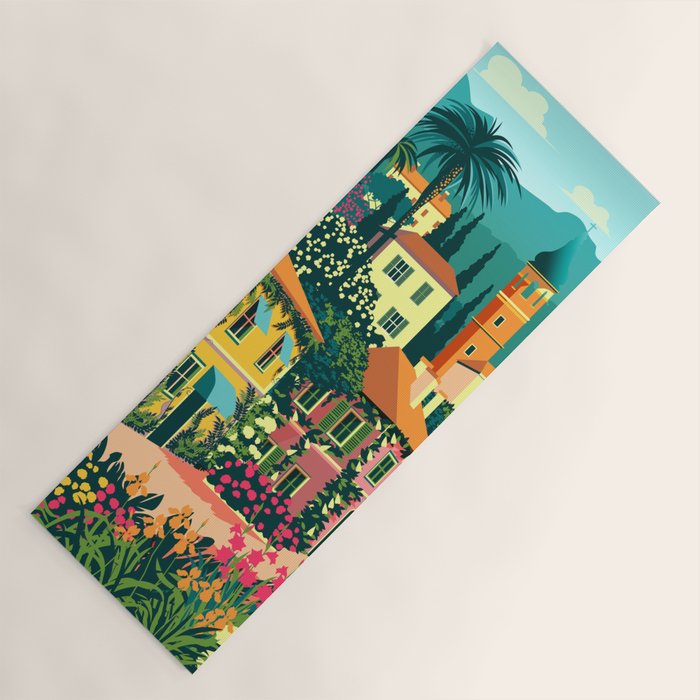 Romantic Italian Landscape Lake Como Colorful European Landscape Art Yoga Mat Gallery Image 1