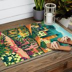 Romantic Italian Landscape Lake Como Colorful European Landscape Art Outdoor Rug Gallery Image 2