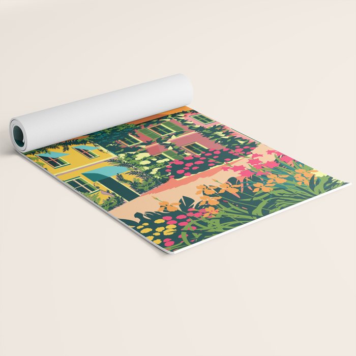Romantic Italian Landscape Lake Como Colorful European Landscape Art Yoga Mat Gallery Image 2