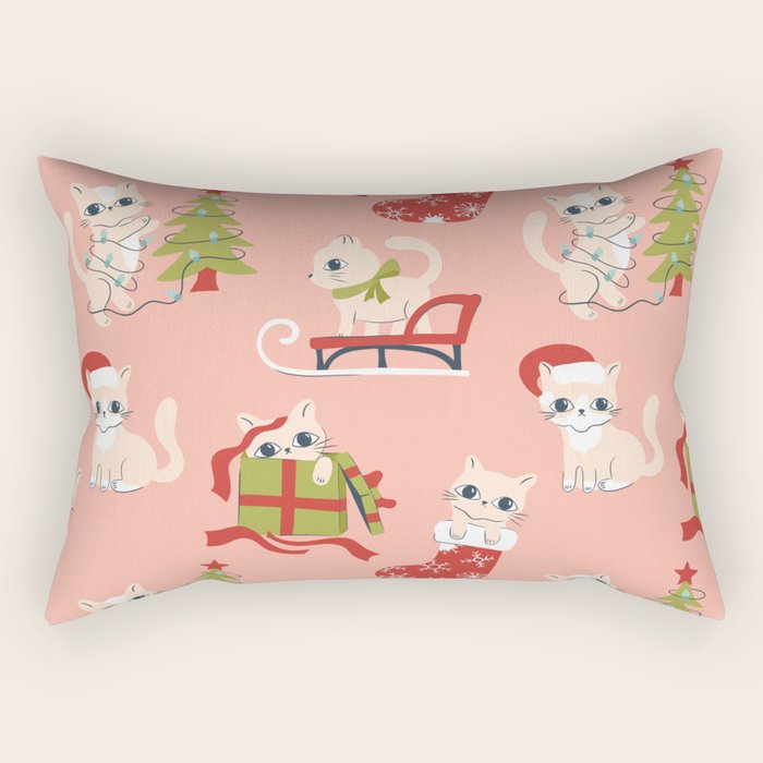 Cute Christmas Cats Rectangular Pillow Gallery Image 1