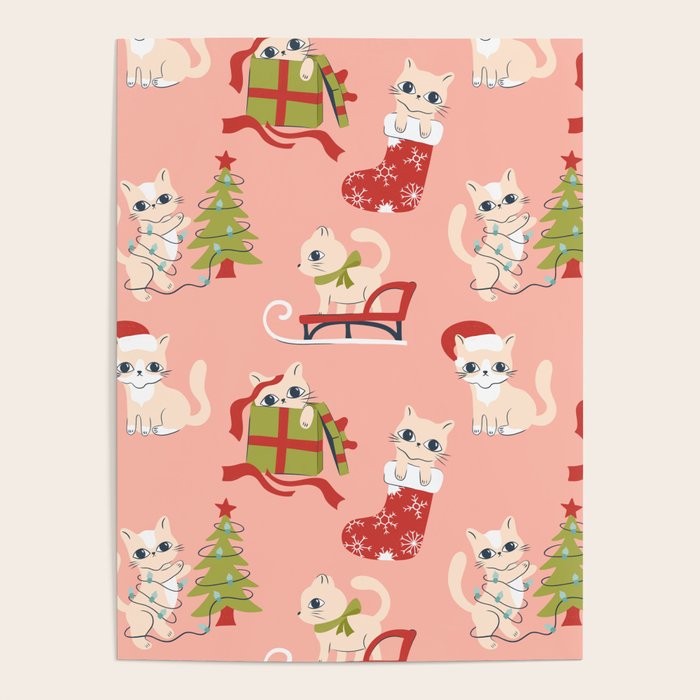Cute Christmas Cats Poster Gallery Image 1