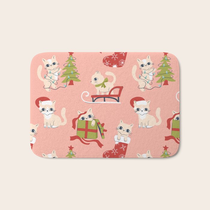 Cute Christmas Cats Bath Mat Gallery Image 1