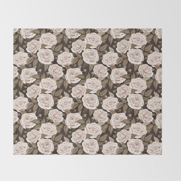 A Realm Of Roses - Dark Academia Pink Throw Blanket Gallery Image 2
