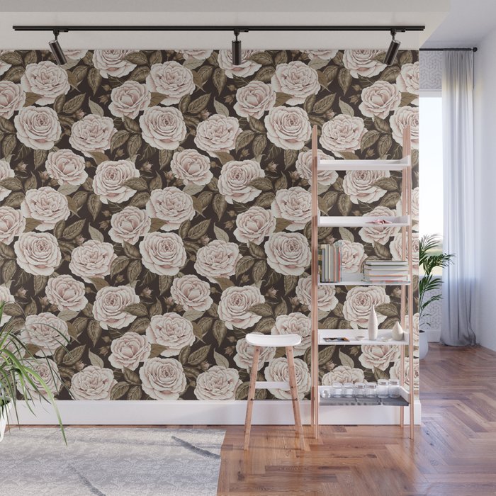 A Realm Of Roses - Dark Academia Pink Wall Mural Gallery Image 1