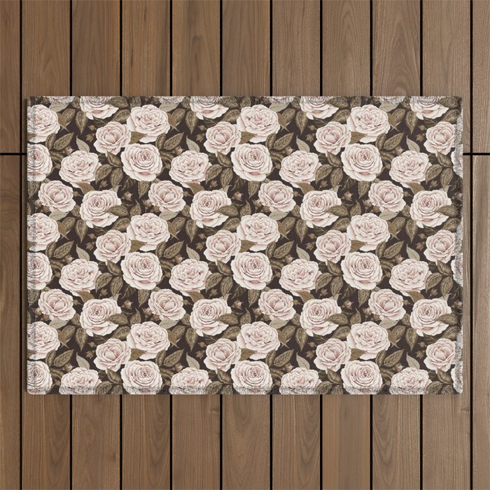 A Realm Of Roses - Dark Academia Pink Outdoor Rug Gallery Image 1