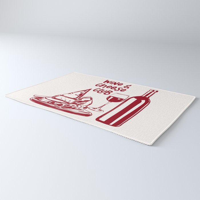 Wine  and  Cheese Club Doodle Illustration Rug Gallery Image 3