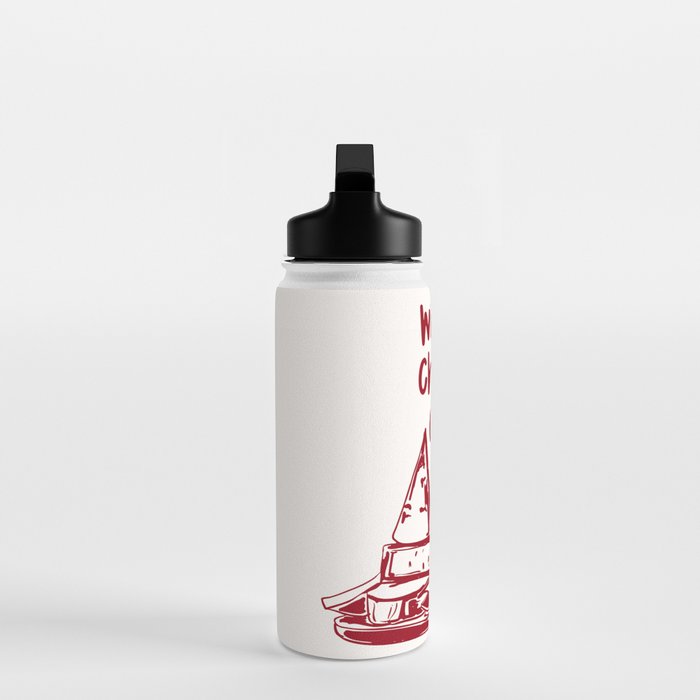 Wine  and  Cheese Club Doodle Illustration Water Bottle Gallery Image 3