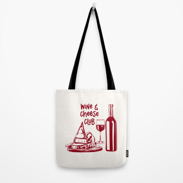 Wine  and  Cheese Club Doodle Illustration Tote Bag Gallery Image 2