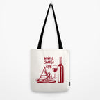 Wine  and  Cheese Club Doodle Illustration Tote Bag Gallery Image 2
