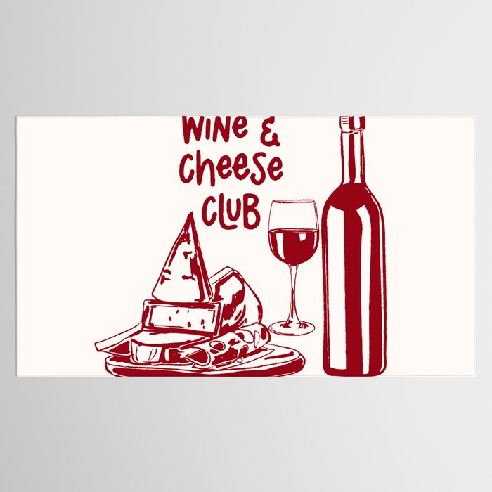 Wine  and  Cheese Club Doodle Illustration Tablecloth Gallery Image 2