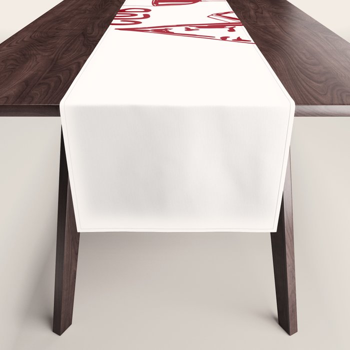 Wine  and  Cheese Club Doodle Illustration Table Runner Gallery Image 1