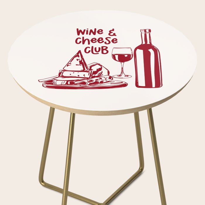 Wine  and  Cheese Club Doodle Illustration Side Table Gallery Image 2