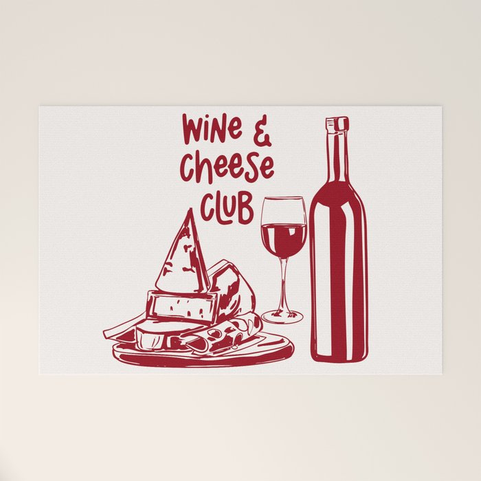 Wine  and  Cheese Club Doodle Illustration Welcome Mat Gallery Image 1