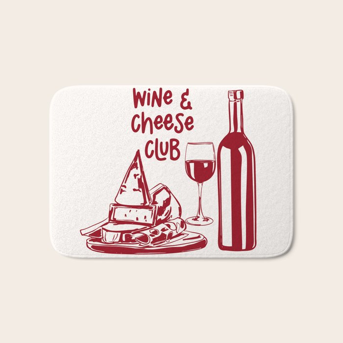 Wine  and  Cheese Club Doodle Illustration Bath Mat Gallery Image 1