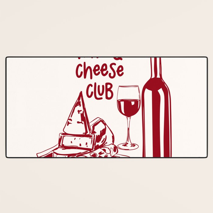 Wine  and  Cheese Club Doodle Illustration Desk Mat Gallery Image 3
