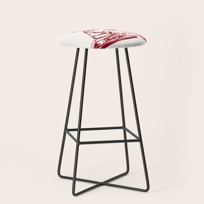 Wine  and  Cheese Club Doodle Illustration Stool Gallery Image 1