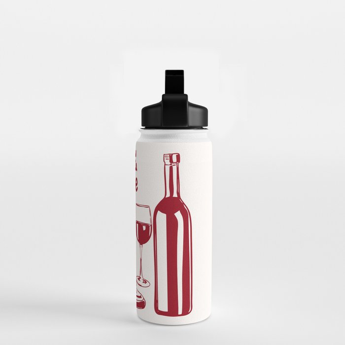 Wine  and  Cheese Club Doodle Illustration Water Bottle Gallery Image 2