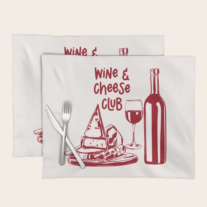 Wine  and  Cheese Club Doodle Illustration Placemat Gallery Image 1