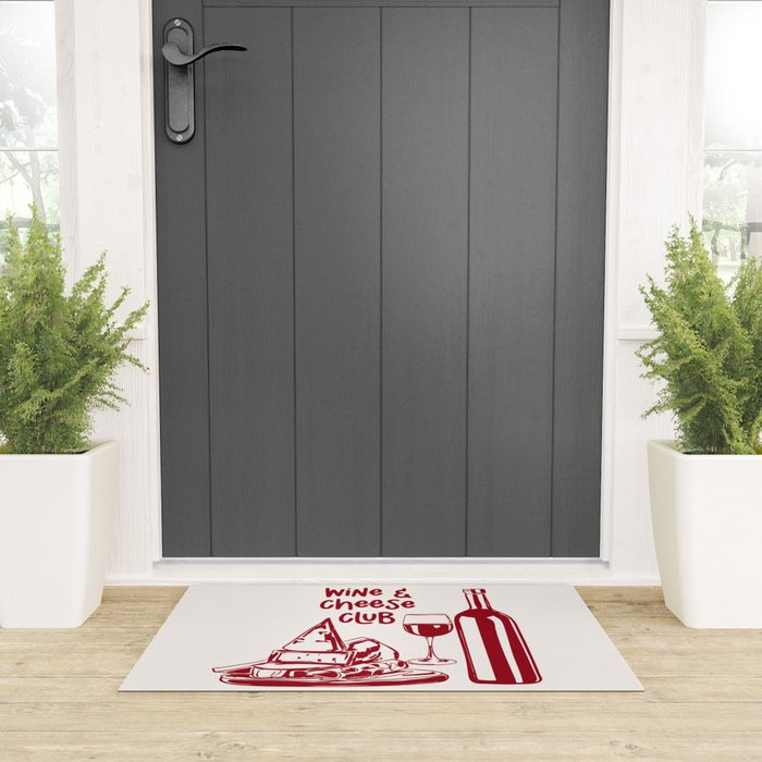 Wine  and  Cheese Club Doodle Illustration Welcome Mat Gallery Image 3