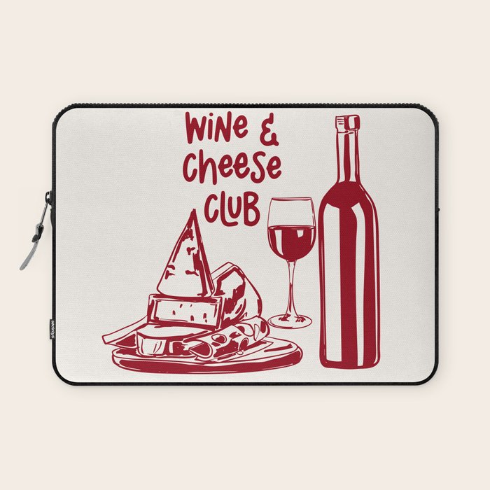 Wine  and  Cheese Club Doodle Illustration Laptop Sleeve Gallery Image 1