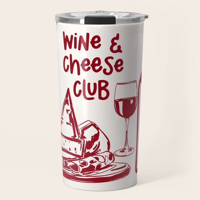Wine  and  Cheese Club Doodle Illustration Travel Mug Gallery Image 1