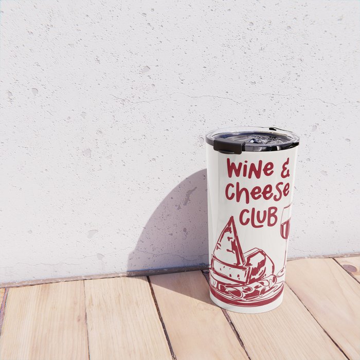 Wine  and  Cheese Club Doodle Illustration Travel Mug Gallery Image 4