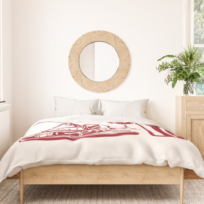 Wine  and  Cheese Club Doodle Illustration Duvet Cover Gallery Image 3