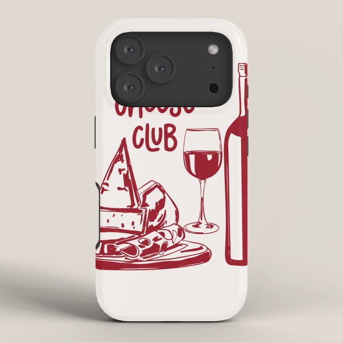 Wine  and  Cheese Club Doodle Illustration iPhone Case Gallery Image 3